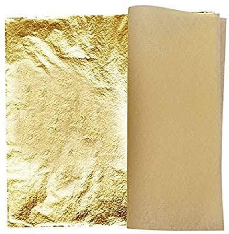 KABEER ART Gold Foil Imitation Sheets for Art Crafts Decoration Gilding Crafting Frames 25 Sheets - Image 1