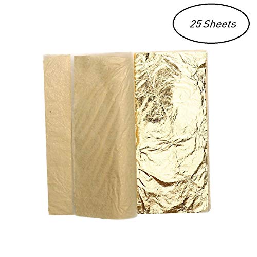 KABEER ART Gold Foil Imitation Sheets for Art Crafts Decoration Gilding Crafting Frames 25 Sheets - Image 2