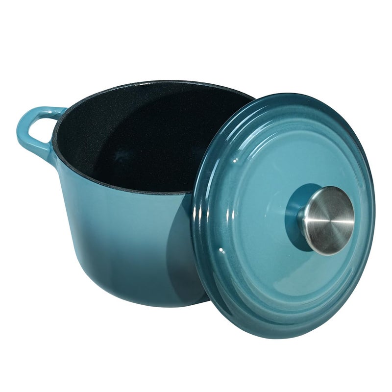 Flavehc Dutch Oven Pot with Lid 1.8 qt Cast Iron Dutch Oven for Bread Baking Slateblue Enameled Cast Iron Rice Pot with Handels - Image 5