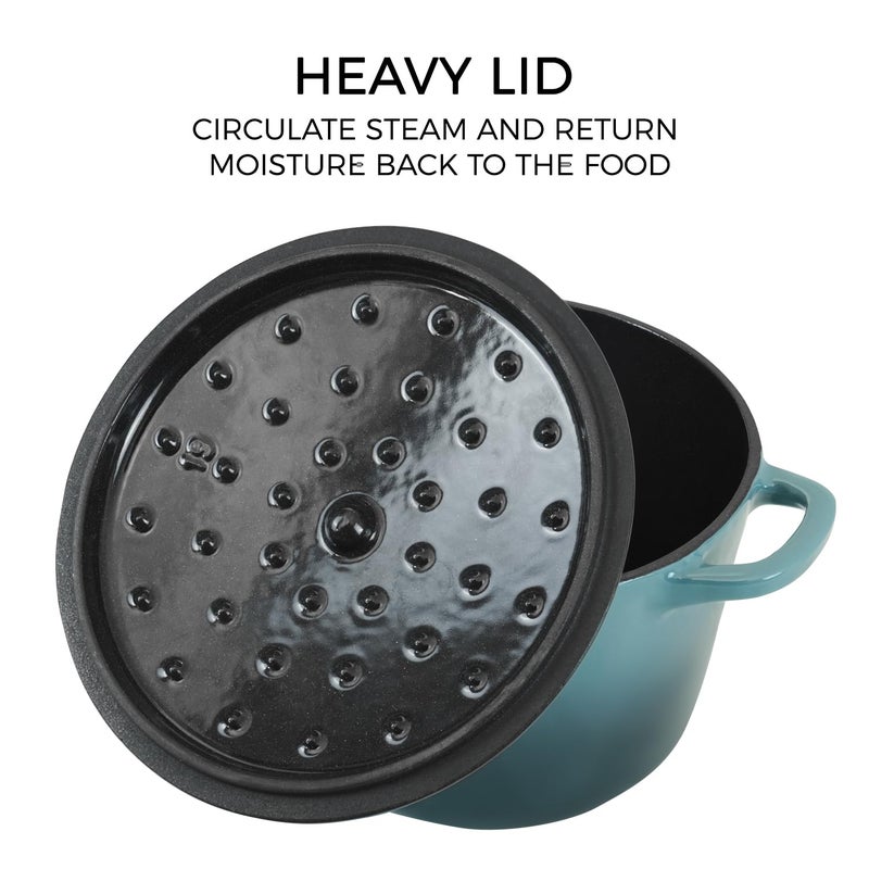 Flavehc Dutch Oven Pot with Lid 1.8 qt Cast Iron Dutch Oven for Bread Baking Slateblue Enameled Cast Iron Rice Pot with Handels - Image 3
