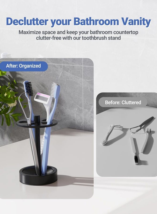 Oasiteege Black Toothbrush Holder Stand for Bathroom, Small Tooth Brush Holder Organizer Storage Caddy for Kids, Modern Cute Vanity Countertop Accessories Decor for Farmhouse Dorm - Image 5