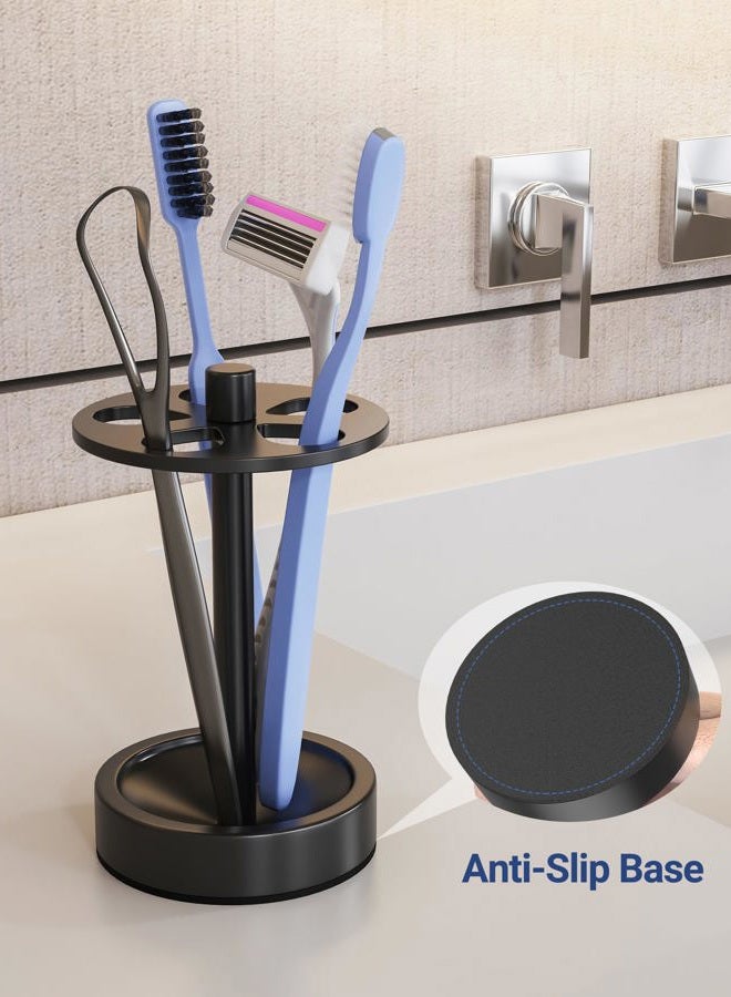 Oasiteege Black Toothbrush Holder Stand for Bathroom, Small Tooth Brush Holder Organizer Storage Caddy for Kids, Modern Cute Vanity Countertop Accessories Decor for Farmhouse Dorm - Image 4