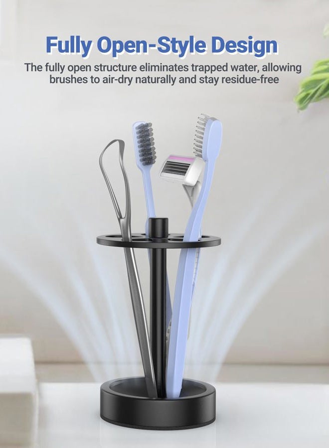Oasiteege Black Toothbrush Holder Stand for Bathroom, Small Tooth Brush Holder Organizer Storage Caddy for Kids, Modern Cute Vanity Countertop Accessories Decor for Farmhouse Dorm - Image 3