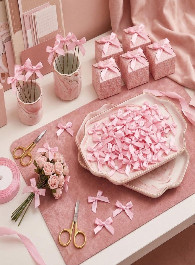 EONSUI 100PCS Mini Pink Bows Decoration with Glue Dots, Tiny Satin Ribbon Ornaments for DIY, Crafts, Favors, Fit for Wedding, Birthday, Bachelorette Party, Bridal Shower, Engagement, Baby Shower - Image 4