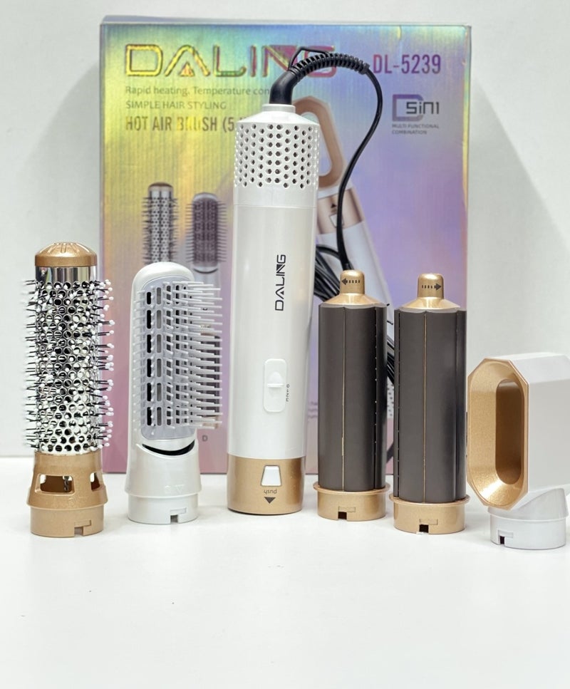 Daling 5 * 1 Hair Brush 1000W - Drying + Straightening + Twisting + Curling - High Heat and Premium Quality for All Hair Types - Image 1