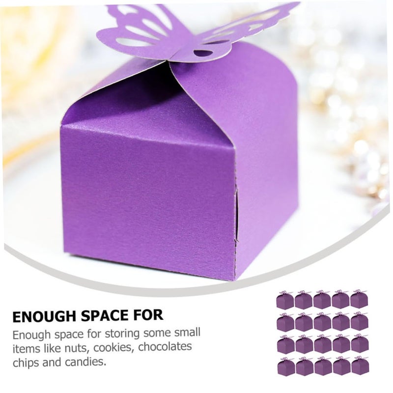Deep Purple Hollow Butterfly Wedding Candy Boxes 25pcs Party Favor Goodie Packaging - Image 4