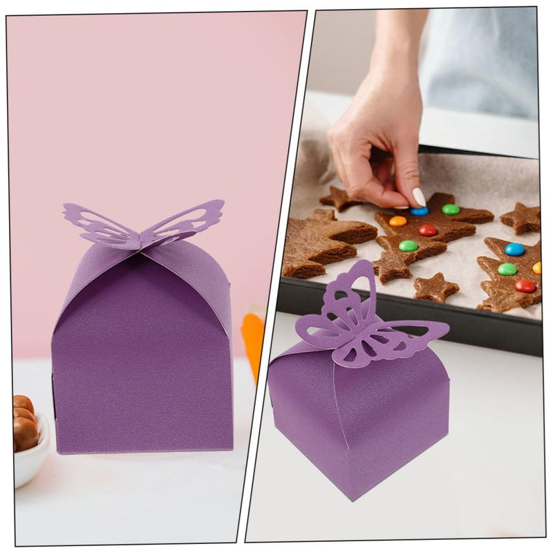 Deep Purple Hollow Butterfly Wedding Candy Boxes 25pcs Party Favor Goodie Packaging - Image 5