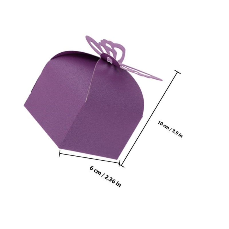 Deep Purple Hollow Butterfly Wedding Candy Boxes 25pcs Party Favor Goodie Packaging - Image 3