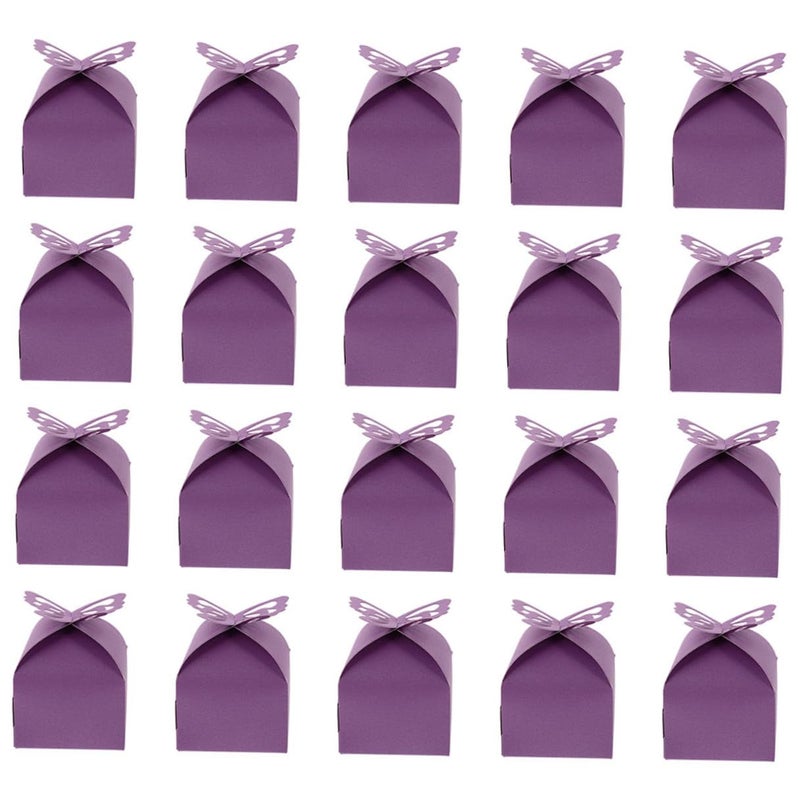 Deep Purple Hollow Butterfly Wedding Candy Boxes 25pcs Party Favor Goodie Packaging - Image 2