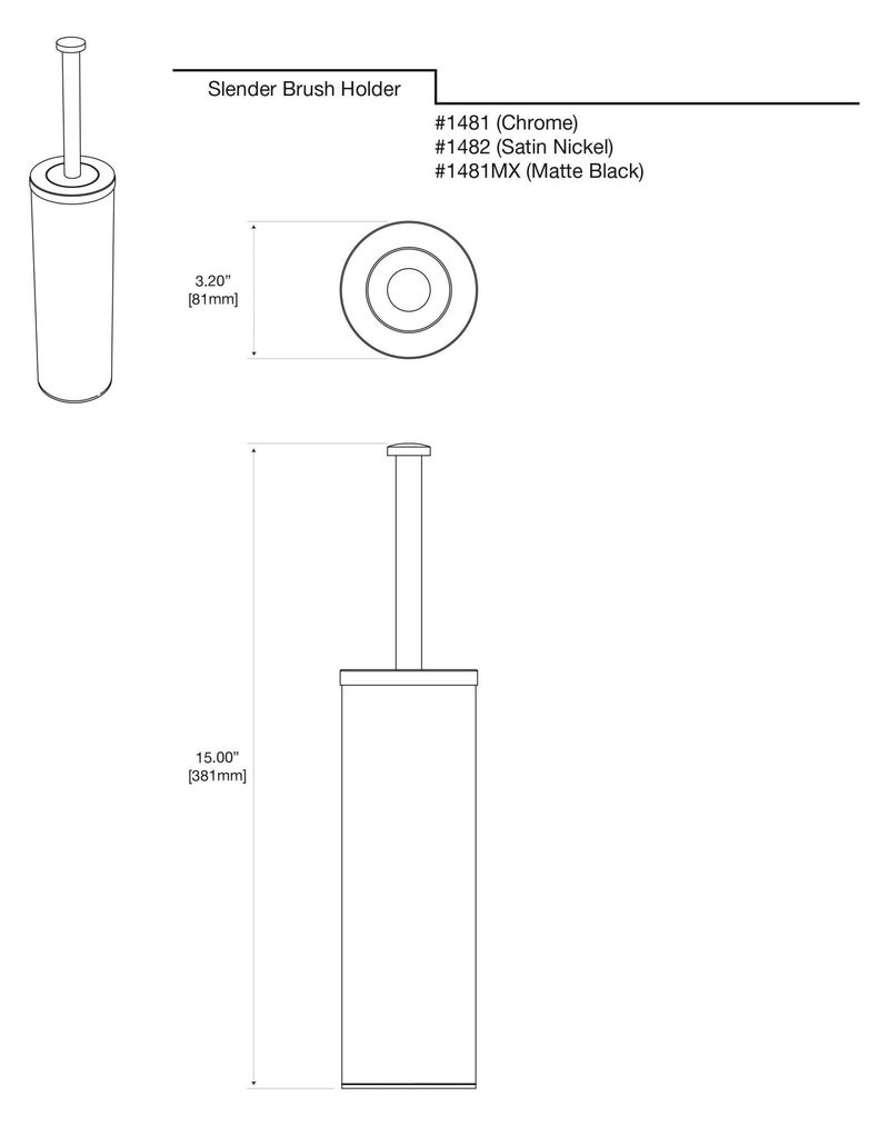 Gatco 1481 Latitude II Slender Toilet Brush Holder, Chrome - Image 3