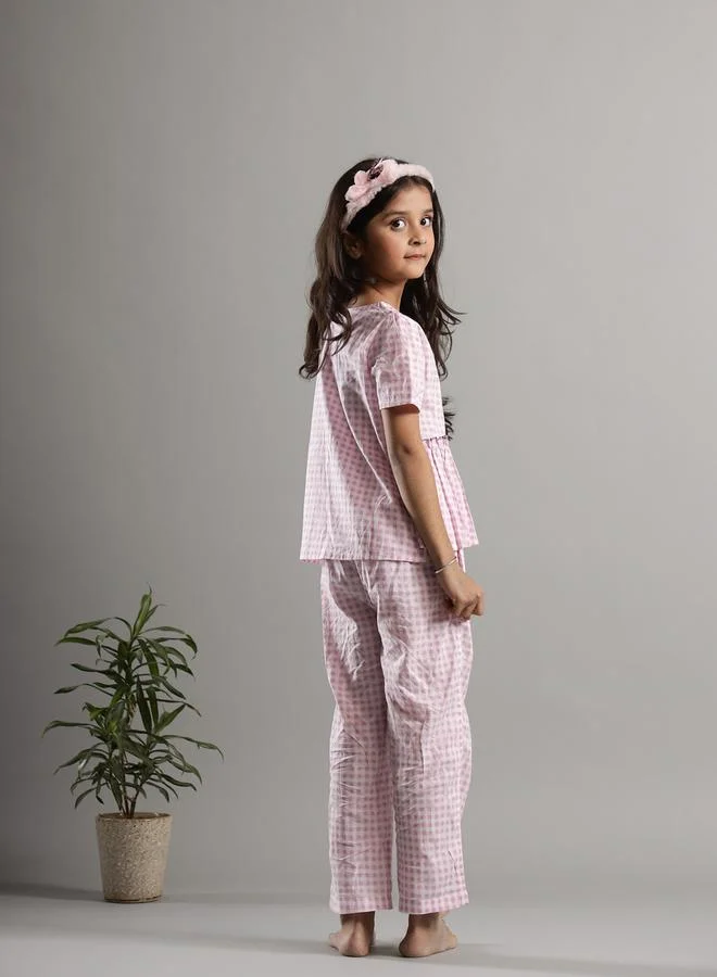 sanskrutihomes sanskrutihomes Checked Embroidered Top and Pants Set