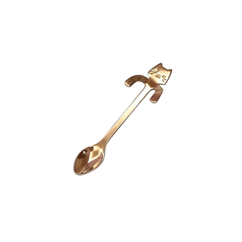 Stainless Steel Cartoon Cat Coffee Spoon Tea Hanging Cup Spoon Kitchen Supplies (Rose ) - Image 3
