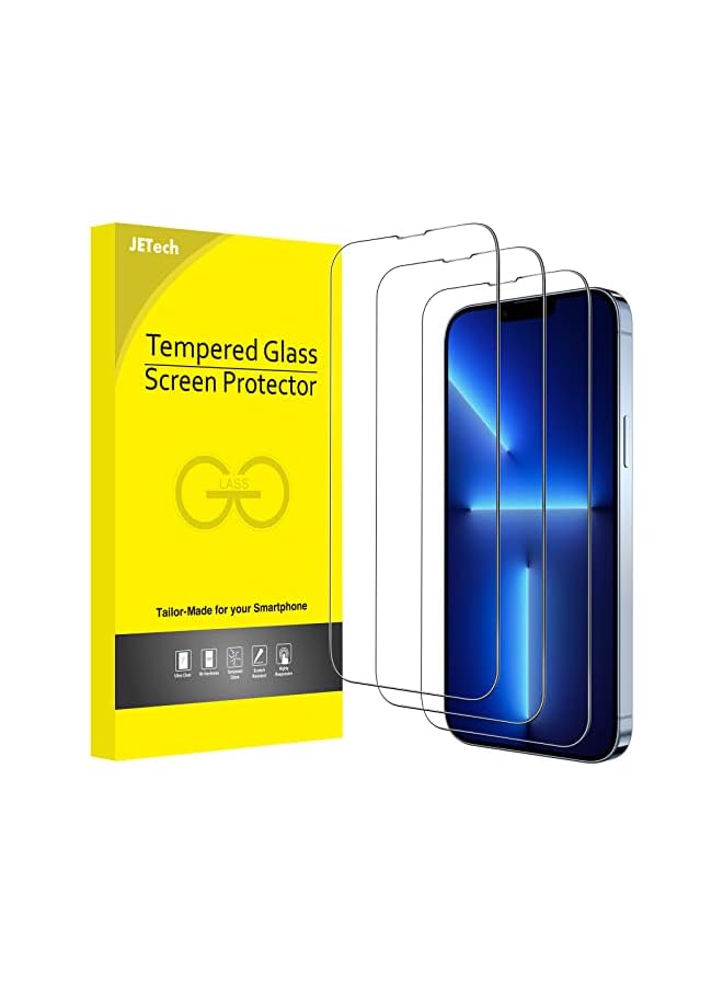 Jetech Full Coverage Screen Protector for iPhone 13 Pro Max 6.7-Inch, 9H Tempered Glass Film Case-Friendly, HD Clear, 3-Pack - Image 1