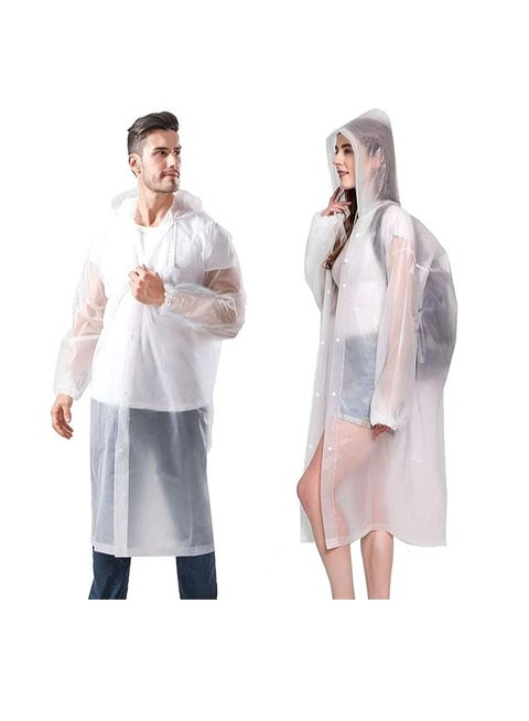 معطف شبه شفاف واقي من المطر مع غطاء رأس واسع ومقاس مناسب للجميع