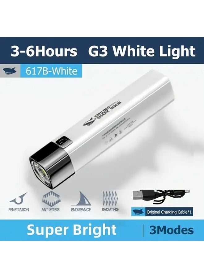 Smiling Shark Mini Flashlight 617B White Super Bright Pocket Torch For Outdoor Hiking - Image 1