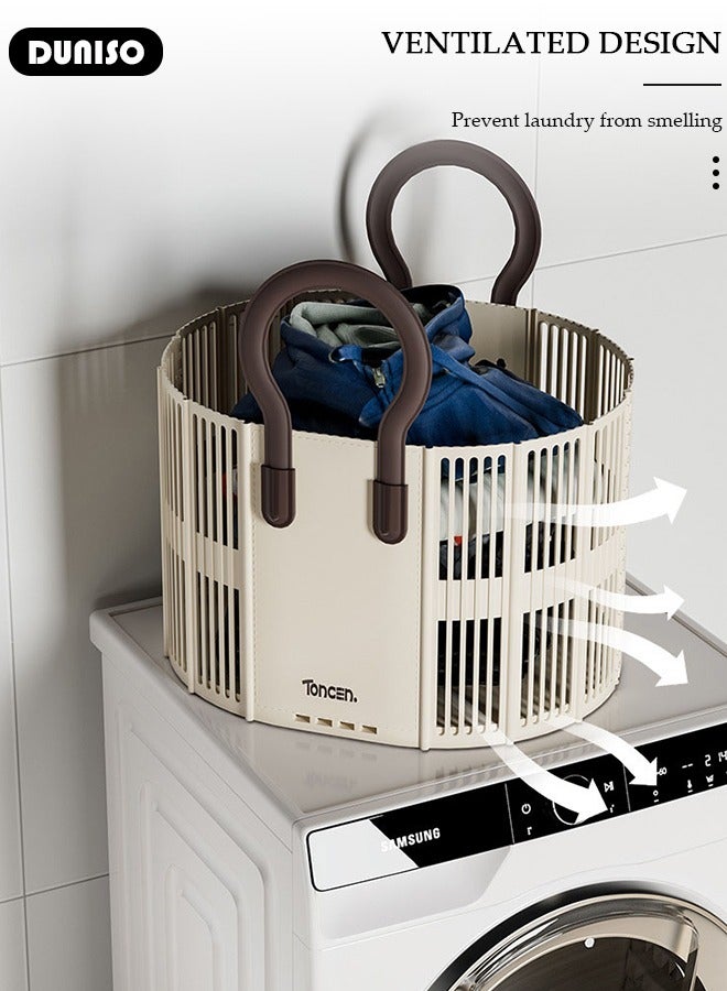 DUNISO Foldable Laundry Basket with with Handles, Wall Hanging Collapsible Washing Clothes Laundry Bin Container, Freestanding Grocery Basket, Multi-purpose Organizer Storage, Washing Basket for Clothes Toys Dirty Clothes - Image 3