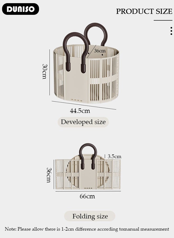 DUNISO Foldable Laundry Basket with with Handles, Wall Hanging Collapsible Washing Clothes Laundry Bin Container, Freestanding Grocery Basket, Multi-purpose Organizer Storage, Washing Basket for Clothes Toys Dirty Clothes - Image 4