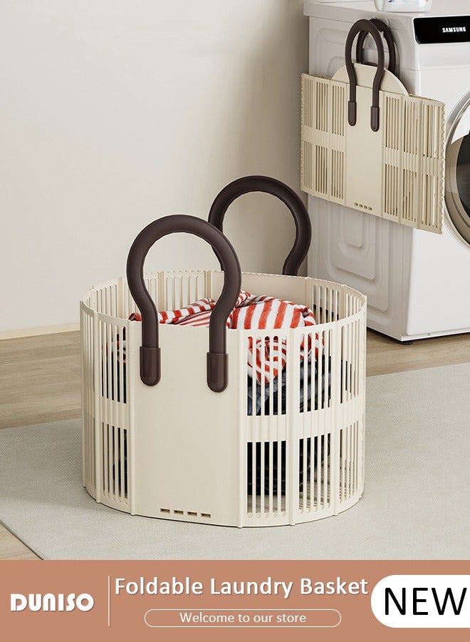 DUNISO Foldable Laundry Basket with with Handles, Wall Hanging Collapsible Washing Clothes Laundry Bin Container, Freestanding Grocery Basket, Multi-purpose Organizer Storage, Washing Basket for Clothes Toys Dirty Clothes - Image 1