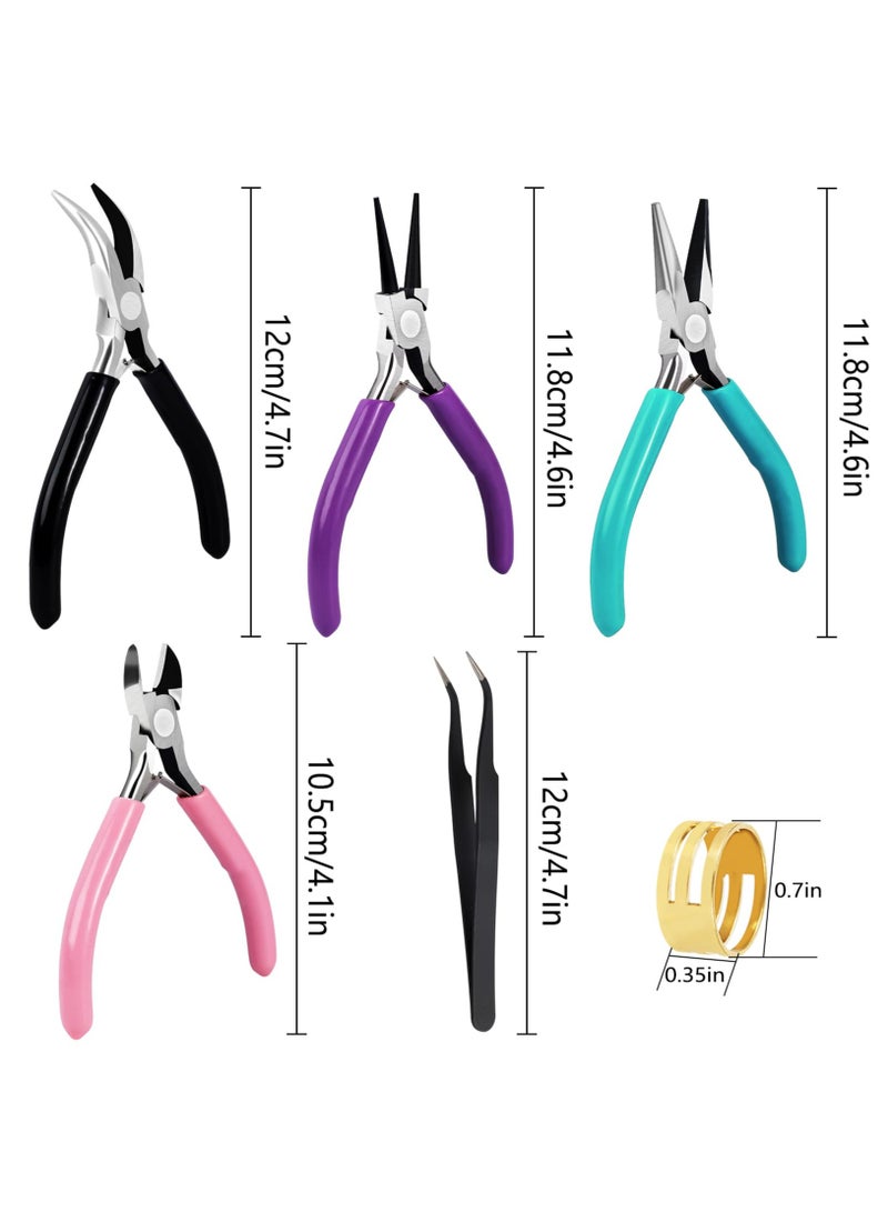 Excefore 4 Pack Jewelry Pliers Jewelry Making Pliers Tools Kit With Needle Nose Pliers Or Chain Nose Pliers, Round Nose Pliers, Bent Nose Pliers, Wire Cutters For Wire Wrapping Earring Craft Making Supplies  - Image 4