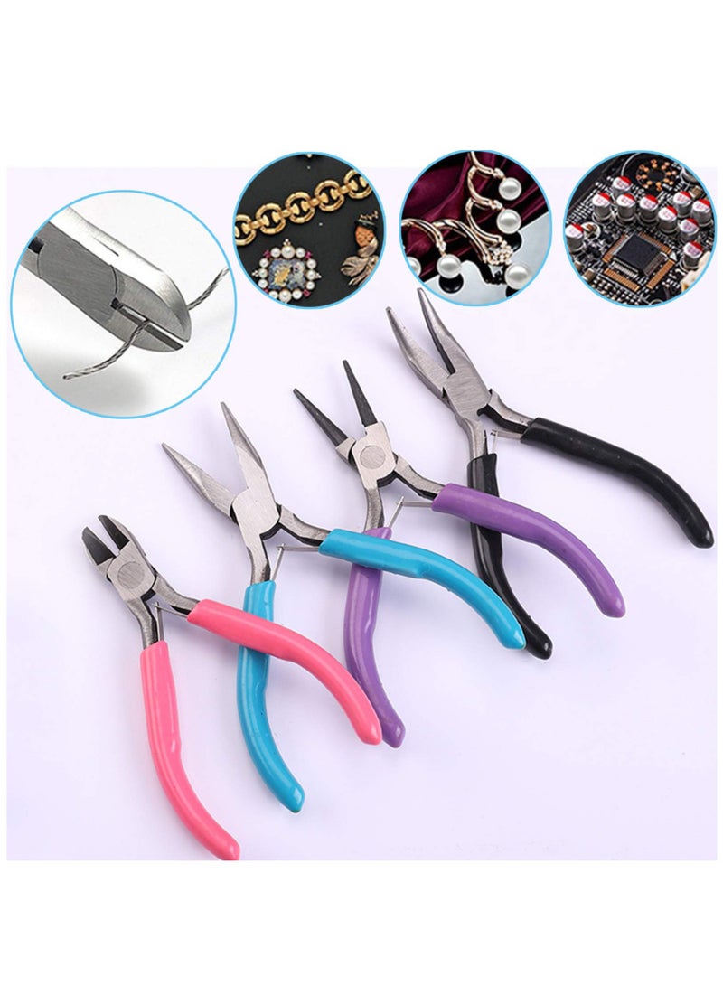 Excefore 4 Pack Jewelry Pliers Jewelry Making Pliers Tools Kit With Needle Nose Pliers Or Chain Nose Pliers, Round Nose Pliers, Bent Nose Pliers, Wire Cutters For Wire Wrapping Earring Craft Making Supplies  - Image 3