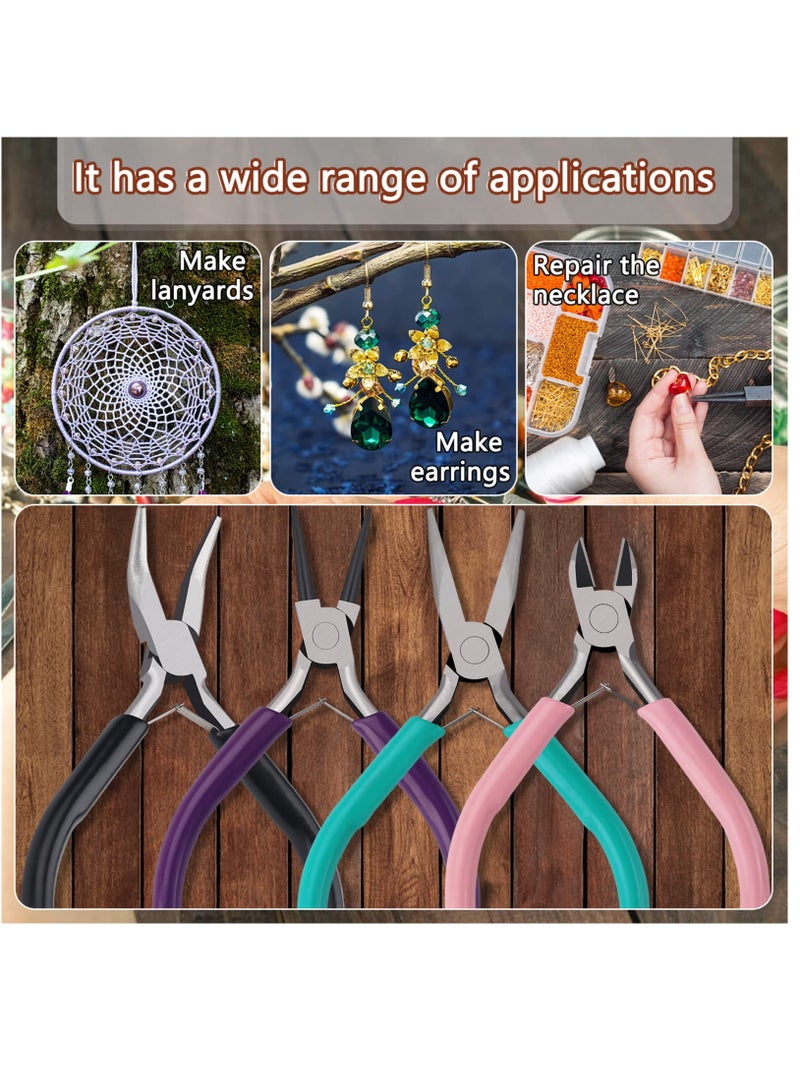 Excefore 4 Pack Jewelry Pliers Jewelry Making Pliers Tools Kit With Needle Nose Pliers Or Chain Nose Pliers, Round Nose Pliers, Bent Nose Pliers, Wire Cutters For Wire Wrapping Earring Craft Making Supplies  - Image 2