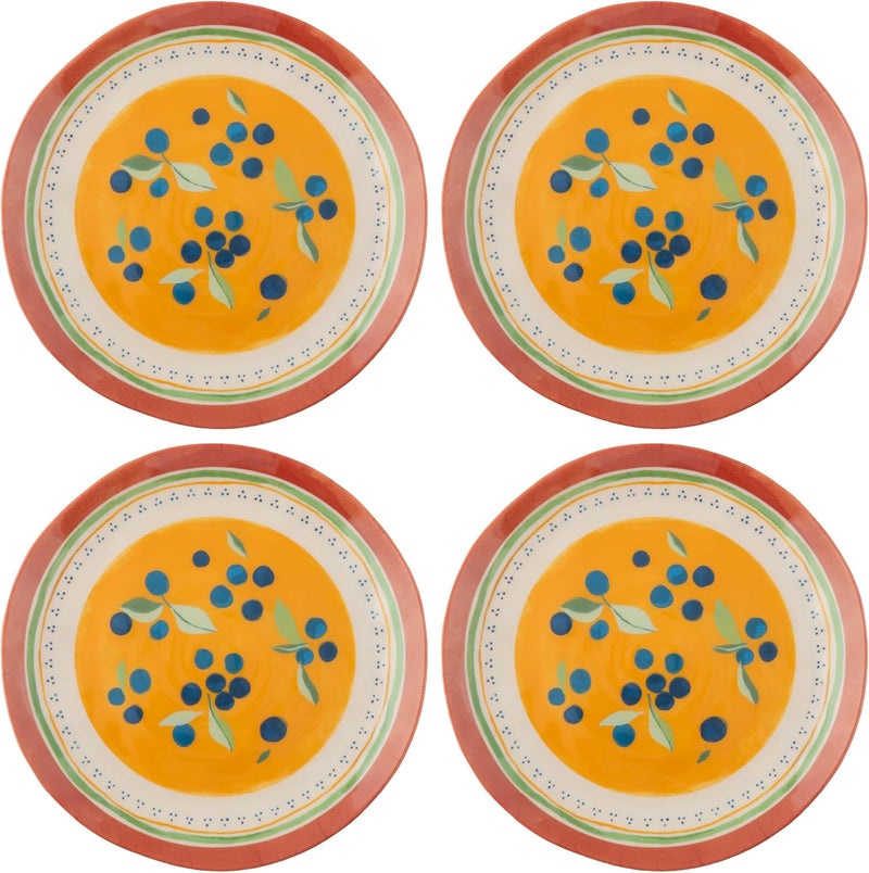 Karma طقم أطباق سلطة ملامين كرمى 875 بوصة مجموعة من 4 أطباق قابلة لإعادة الاستخدام وآمنة في غسالة الصحون للاستخدام في الهواء الطلق والداخلية التوت الأزرق - Image 1