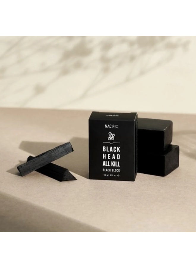 NACIFIC Blackhead All Kill Black Block Facial Cleansing Soap with Charcoal for Pore Care - 100g - Image 3