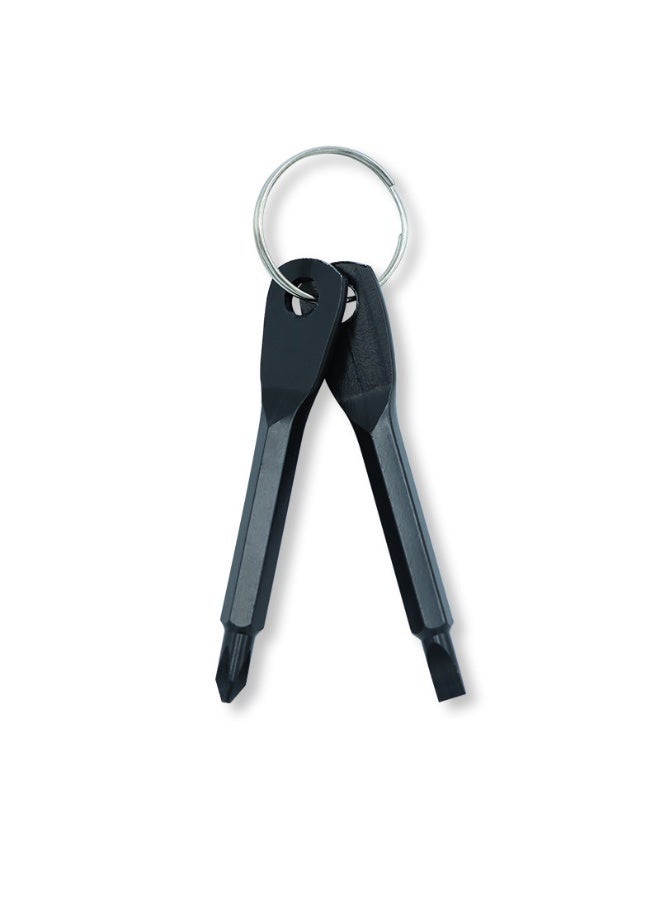 مفك براغي محمول متعدد الوظائف للاستخدام الخارجي مفك براغي مسطح مفك براغي متقاطع مع سلسلة مفاتيح - Image 1