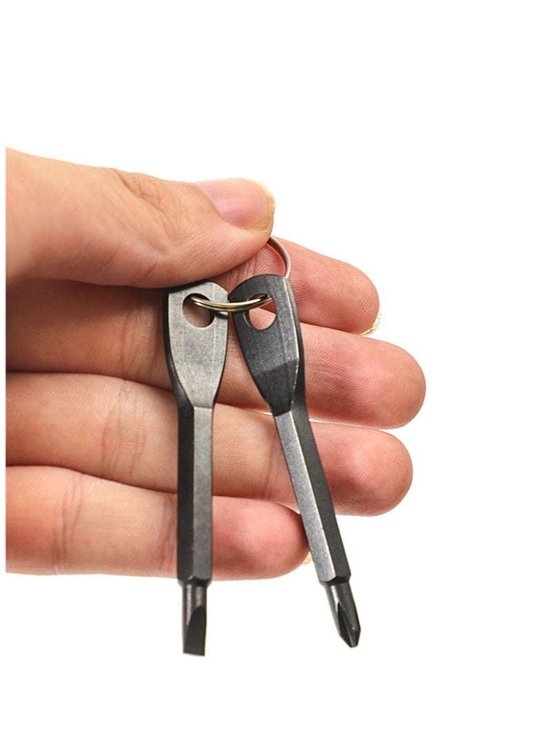 مفك براغي محمول متعدد الوظائف للاستخدام الخارجي مفك براغي مسطح مفك براغي متقاطع مع سلسلة مفاتيح - Image 4