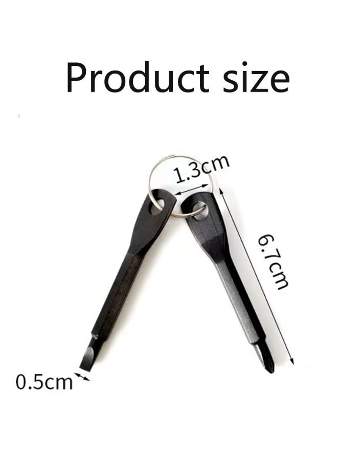 مفك براغي محمول متعدد الوظائف للاستخدام الخارجي مفك براغي مسطح مفك براغي متقاطع مع سلسلة مفاتيح - Image 3