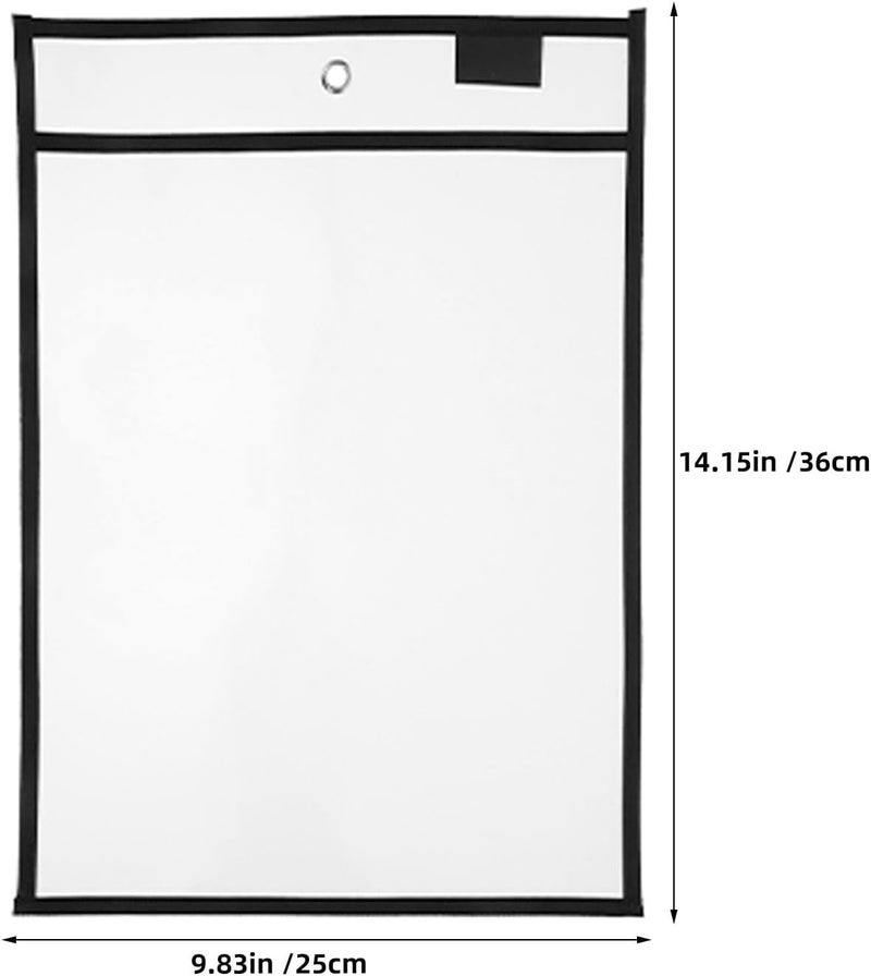 FUOYLOO 10pcs Hanging Dry Erase Pockets, 10x14in Job Ticket Holders, Reusable Erasable Sleeves, Sheet Protectors for Classroom Organization, Preschool Learning - Image 2