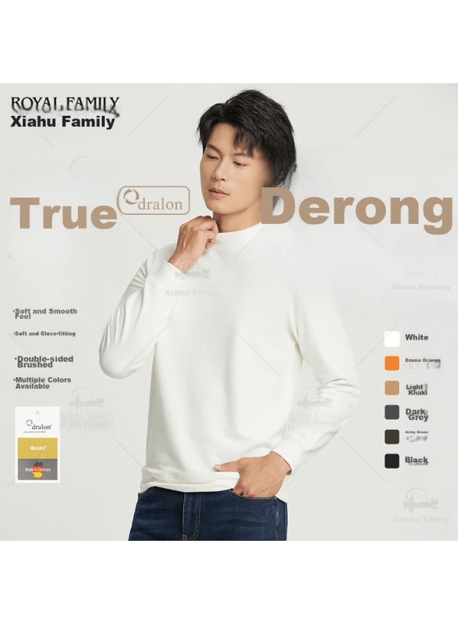 Xiahushijia [ Fall New Arrival] Zhen De Rong Semi-turtleneck Double-sided Brushed Warm Long-sleeve Undershirt T-shirt For Men And Women, 106a - Image 4