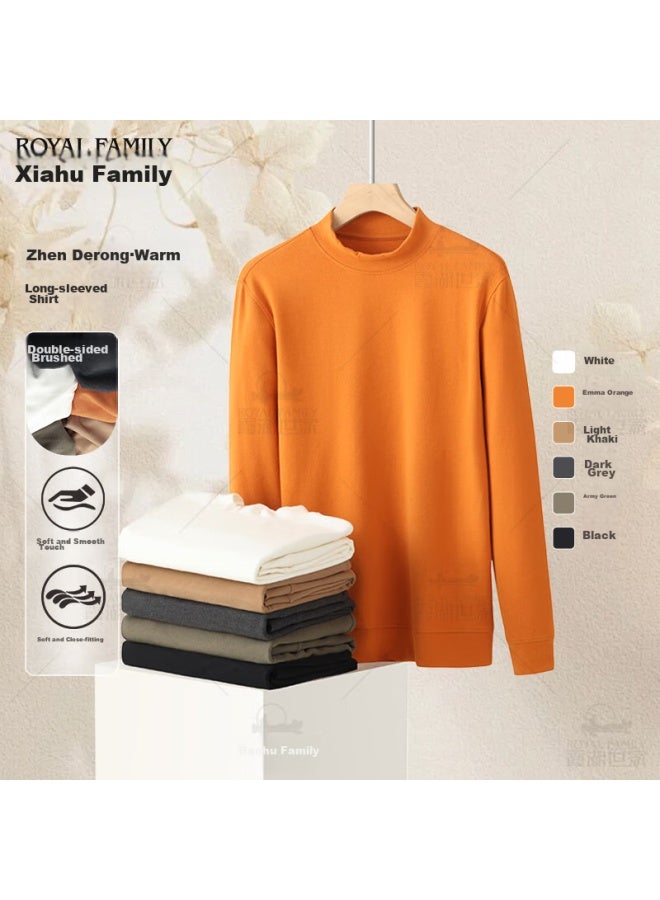 Xiahushijia [ Fall New Arrival] Zhen De Rong Semi-turtleneck Double-sided Brushed Warm Long-sleeve Undershirt T-shirt For Men And Women, 106a - Image 5