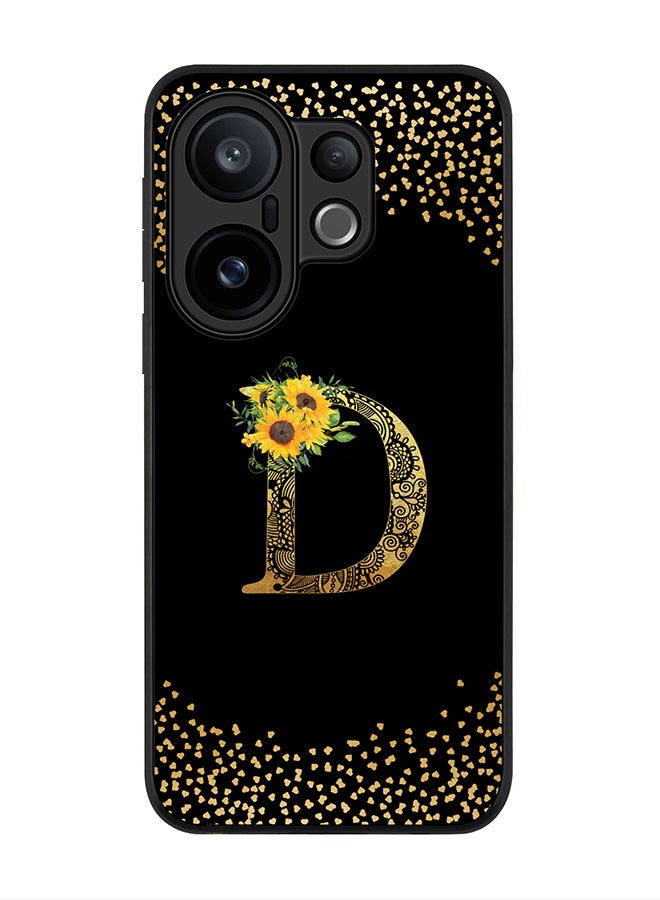 Stylizedd For vivo X200 FE / S30 Pro mini Case,Slim fit Camera Protection, Shockproof Thin Phone cover  - Custom Floral Monogram - D ( Black )