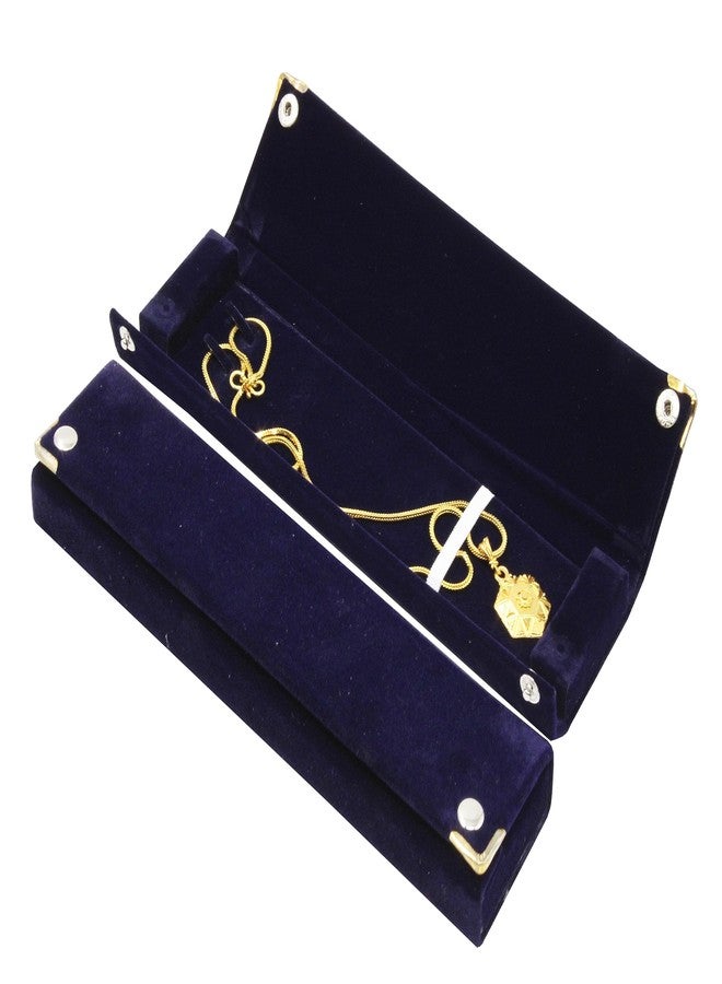 LUCES 2 Pieces Long Velvet Jewelry Chain Necklace Gift Box Set Bracelet Storage Case for Wedding Engagement Birthday Anniversary Blue - Image 1