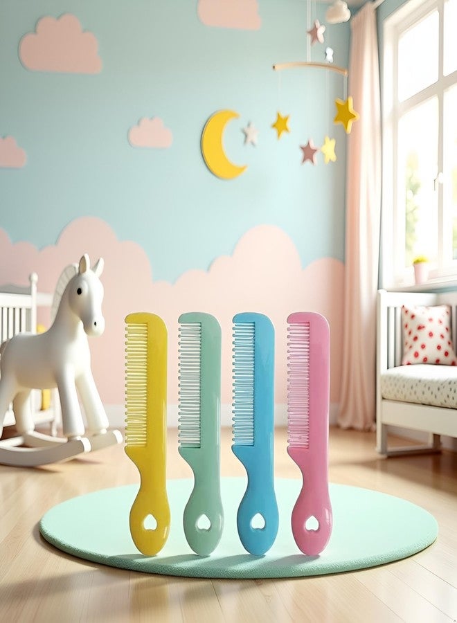 Tustao Pack Of 4 Round Tip Bristles Baby Cute Comb Baby Grooming For Sensitive Scalp Skin, for Nursery Newborn Infant Girl Boy Kids Comb Baby - Image 2