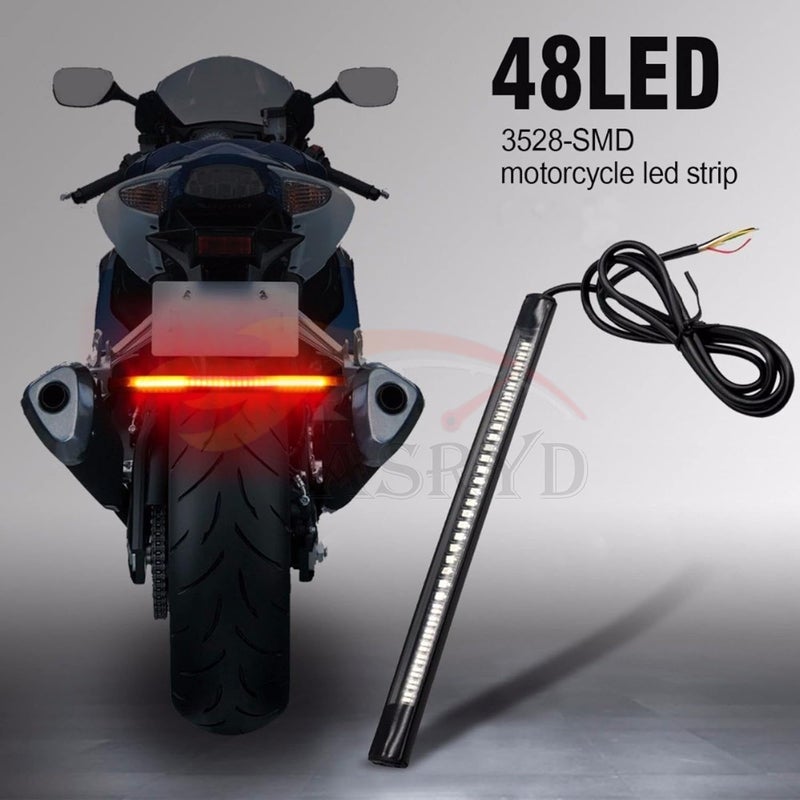 Asryd 48 SMD LEDs Strip Tail Light For Turn Signal, Brake, License Plate, Indicator 12V 8 Inches For Royal Enfield Continental GT 650 (1.Pcs Tail Light), RED - Image 2