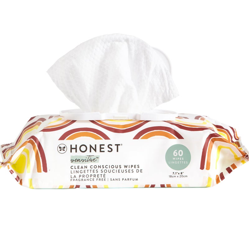The Honest Company The Honest Company Clean Conscious MultiUse Wipes Hypoallergenic Unscented for Sensitive Skin Over 99 Water Compostable Plant Based Baby Wipes Rainbow 60 Count