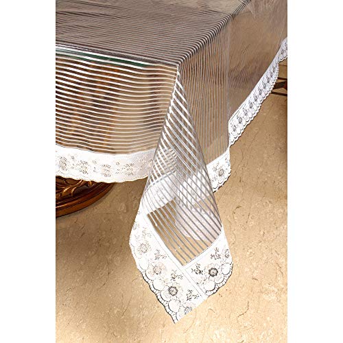 Freelance PVC Transparent Center/Centre Table Cover, Rectangle 60x36 Inch (with White Border Edge Lace) - Clear Plastic Tea Table Protector Sheet/Cloth for Living Room - Product of Meiwa, Japan - Image 2
