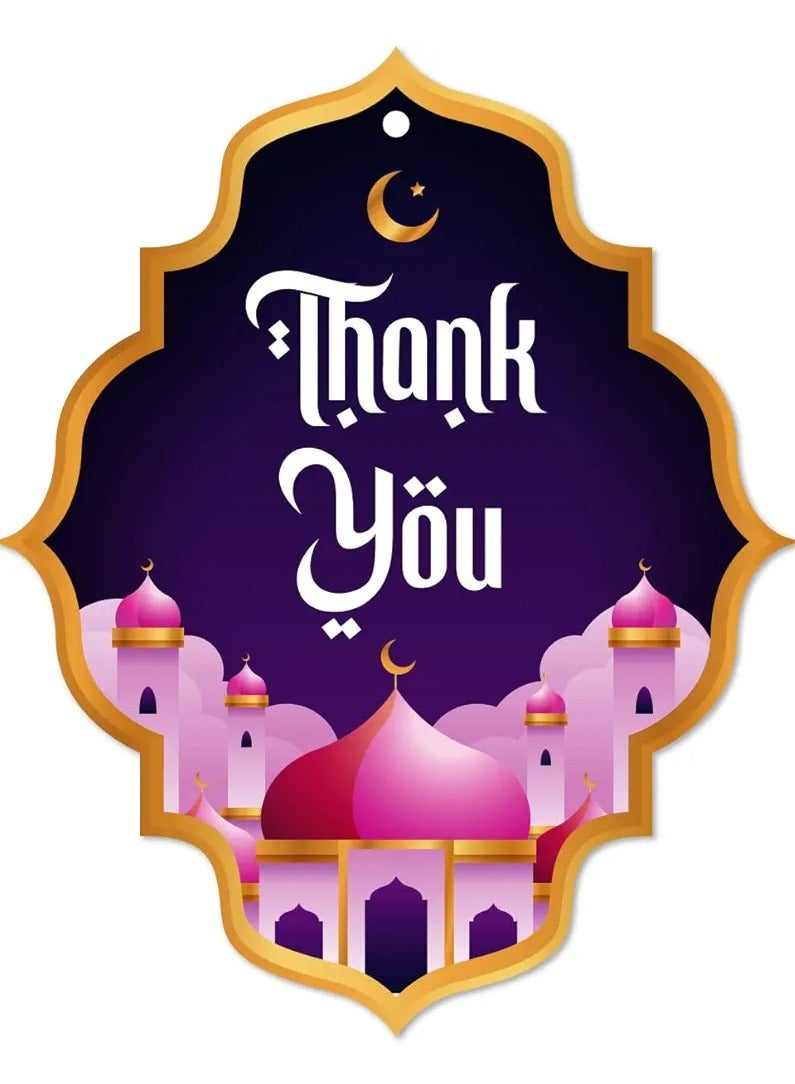 40 Pcs Thank You Tags for Ramadan/Eid (Purple & Pink), Thank You Tags, Eid Decorations, Ramadan Decorations, Tags for Ramadan Gifts, Eid Party Supplies - Image 1