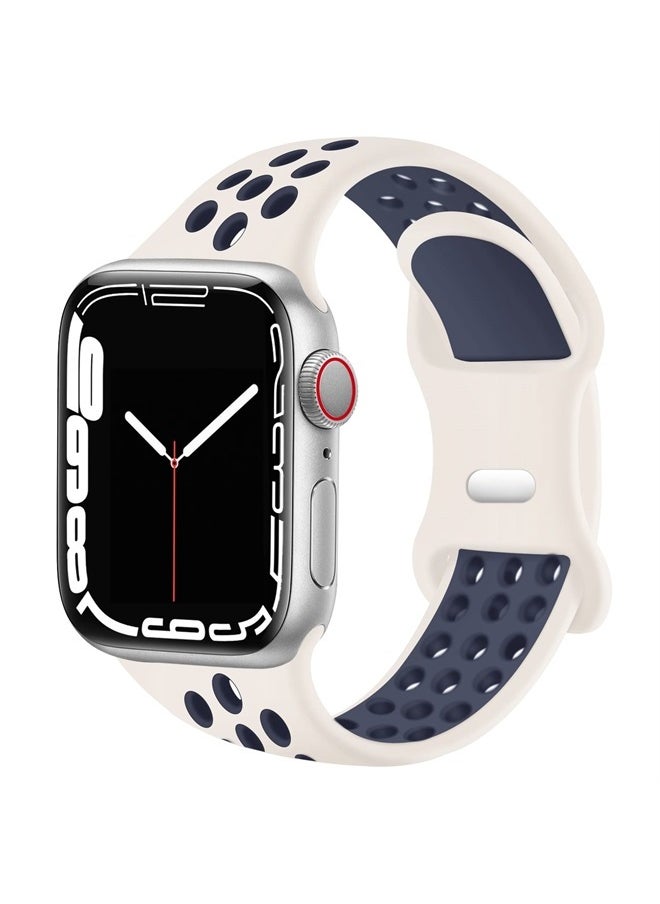 SVISVIPA - Sport Bands Compatible for Apple Watch Bands 42mm 44mm 45mm 49mm, Silicone Sport Women Men Replacement Strap Compatible with iWatch Ultra & SE & Series 8/7/6/5/4/3/2/1,Starlight Mianightblue - Image 1