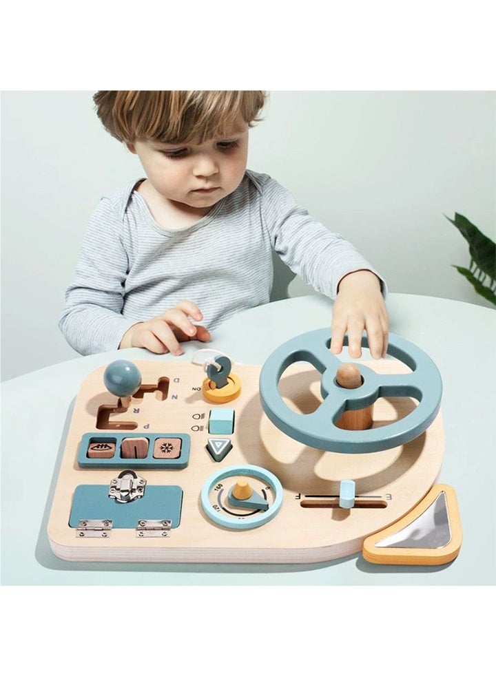 Children's simulation driving toys, wooden, early education toys, car control panel toys, play house games, role-playing games - Image 1