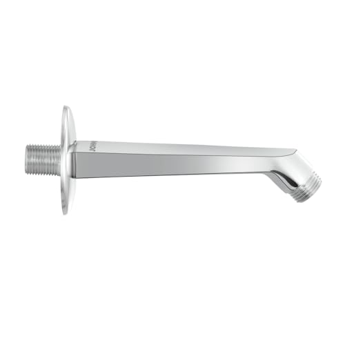 Johnson Bathrooms Johnson Rectangle Shower Arm 6 inches long with wall flange | Brass Material | Anti-Corrosion Shower Holder for Overhead Showers | 2 Year Warranty (S0022C - Chrome) - Image 1