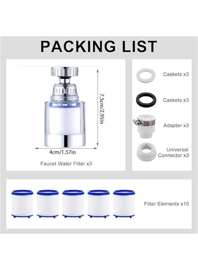 HOOKOR Sink Filter Water Faucet, Universal 360 ° Rotating Bathroom Sink Filter, Kitchen Faucet Water Filter-Removes Chlorine Fluoride Heavy Metals Hard Water for Home Kitchen & Bathroom (A) - Image 2