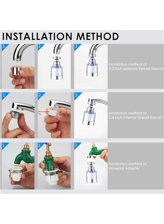 HOOKOR Sink Filter Water Faucet, Universal 360 ° Rotating Bathroom Sink Filter, Kitchen Faucet Water Filter-Removes Chlorine Fluoride Heavy Metals Hard Water for Home Kitchen & Bathroom (A) - Image 3
