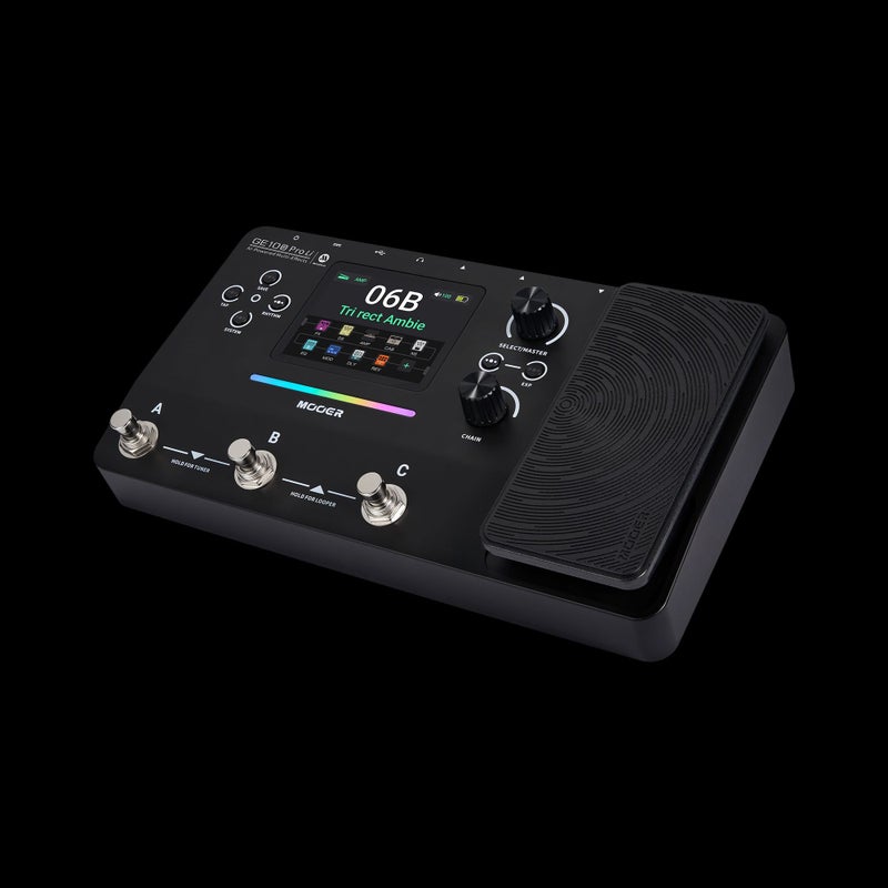 MOOER GE100 Pro Li Black AI Guitar Multi-Effects Processor, Built-in 2000mAh Rechargeable Battery Up to 9H Working Time, 3.5" Color Display, 200+ Effects Models, IR Cabinet Loader, 80S Looper, Bluetooth Audio & APP Control for Electric Guitar Bass Live  Performance - Image 1