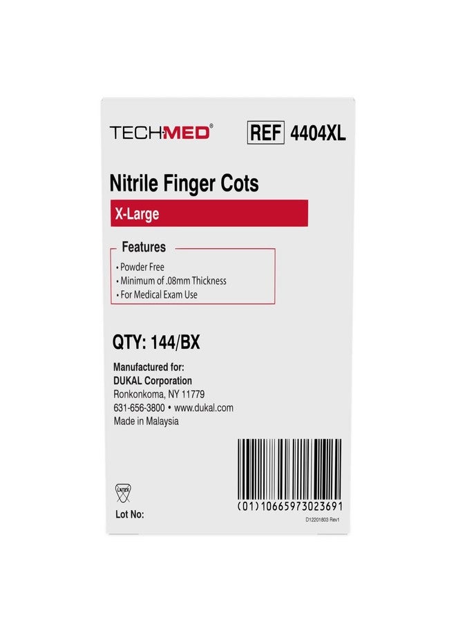 DUKAL 4404XL Tech-Med Finger Cot, XL, Nitrile (Pack of 144 - Image 1