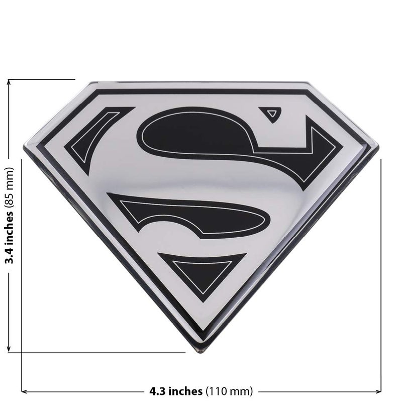 Fan Emblems Superman Domed Chrome Car Decal - Classic Logo (Black and Chrome) - Image 2