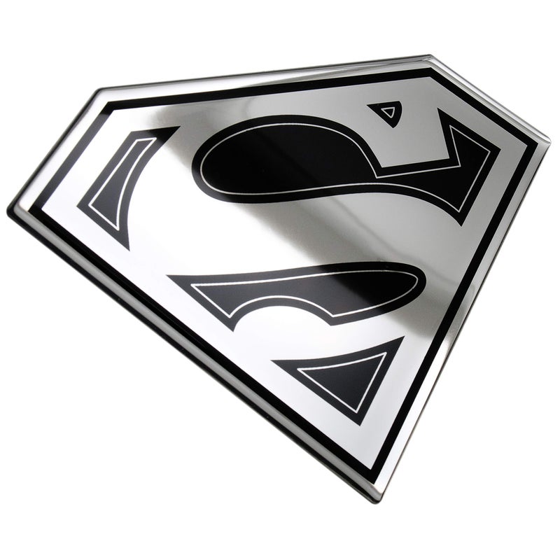 Fan Emblems Superman Domed Chrome Car Decal - Classic Logo (Black and Chrome) - Image 1