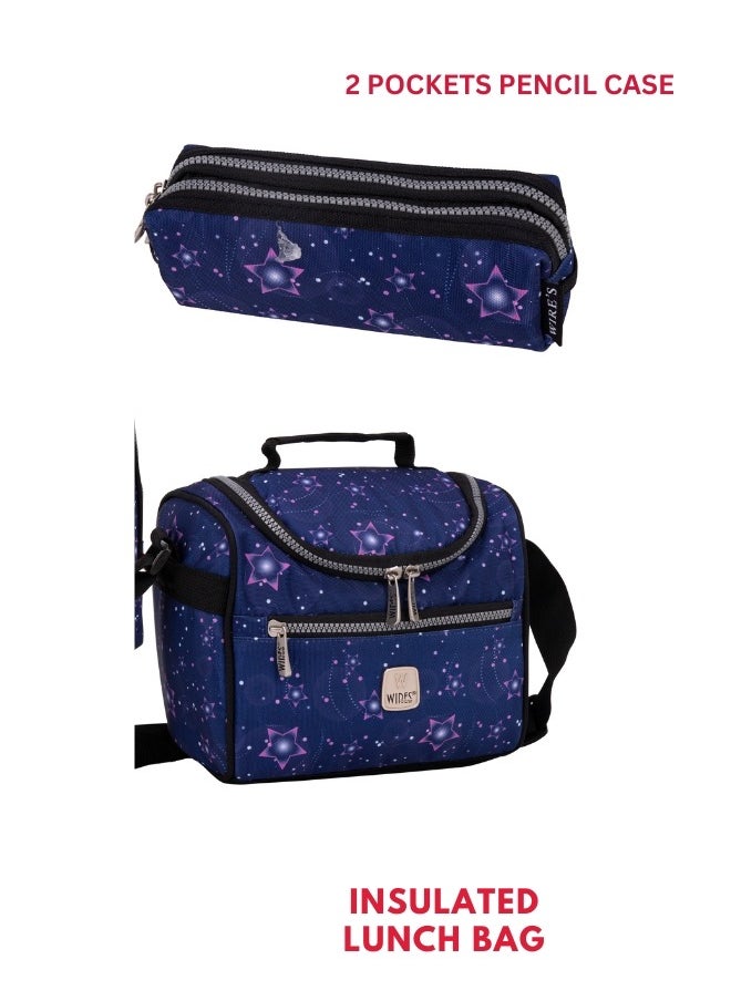 Wires 3 Piece Kids School Trolley Bag laptop compartment Big Wheels With Lunch bag & Pencil Case  - Image 4
